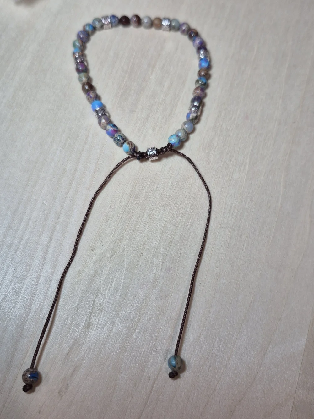 💜🩶NEW💜🩶 PRETTY!! 4MM PURPLE FLOWER STONE Adjustable Bracelet